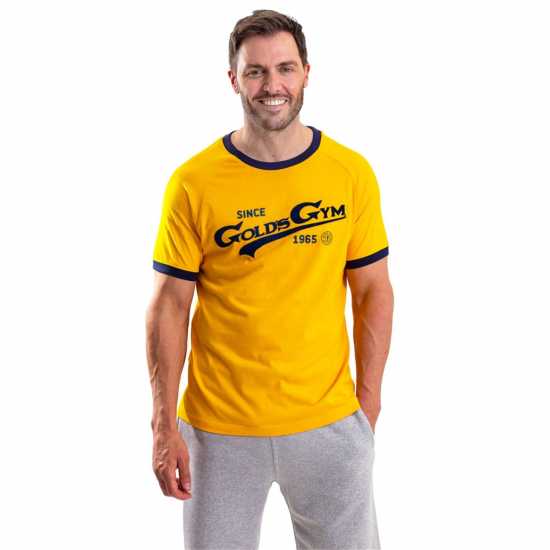 Мъжка Риза Golds Gym Logo T-Shirt Mens Злато Мъжко облекло за едри хора