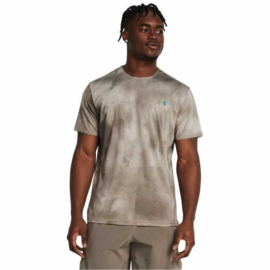 Under Armour Armour Vanish Elite Vent Prtd Ss Gym Top Mens Brown 