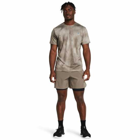 Under Armour Armour Vanish Elite Vent Prtd Ss Gym Top Mens Brown 