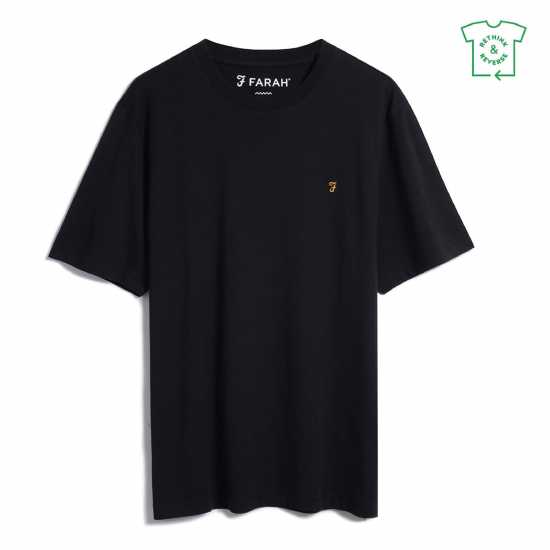 Farah Farah Alexander Regular Fit Circular T-Shirt Черно Мъжки потници