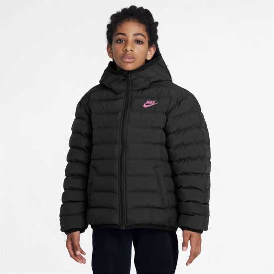 Nike Sportswear Lightweight Synthetic Fill Big Kids' Loose Hooded Jacket Черно/Розово 