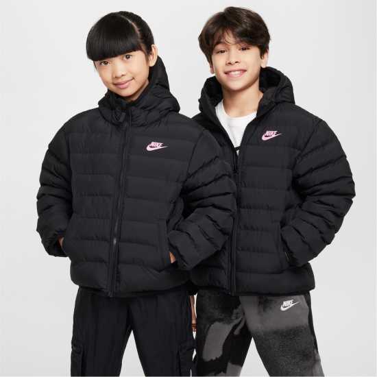 Nike Sportswear Lightweight Synthetic Fill Big Kids' Loose Hooded Jacket Черно/Розово 