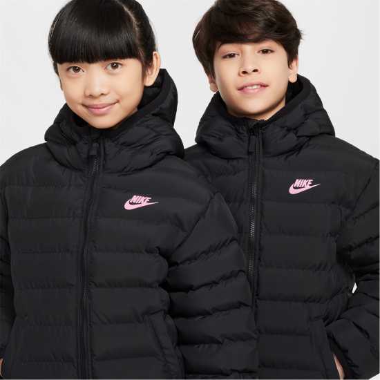 Nike Sportswear Lightweight Synthetic Fill Big Kids' Loose Hooded Jacket Черно/Розово 