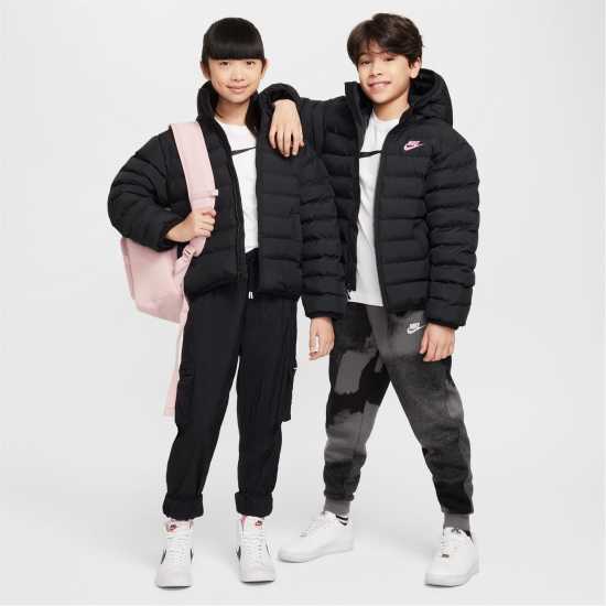 Nike Sportswear Lightweight Synthetic Fill Big Kids' Loose Hooded Jacket Черно/Розово 