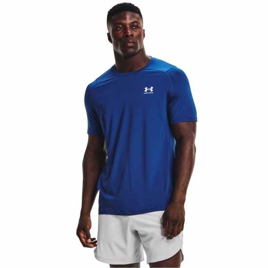 Under Armour Armour Ua Hg Fitted Ss Gym Top Mens Техническо синьо Атлетика