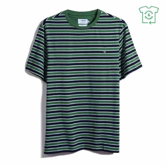 Farah Farah Katz Striped T-Shirt Смърчова зелена Мъжки тениски с яка