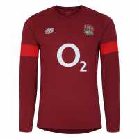 Umbro Фланелка С Дълъг Ръкав England Rugby Training Long Sleeve Jersey – Official Performance Wear Тибетско червено Мъжко облекло за едри хора