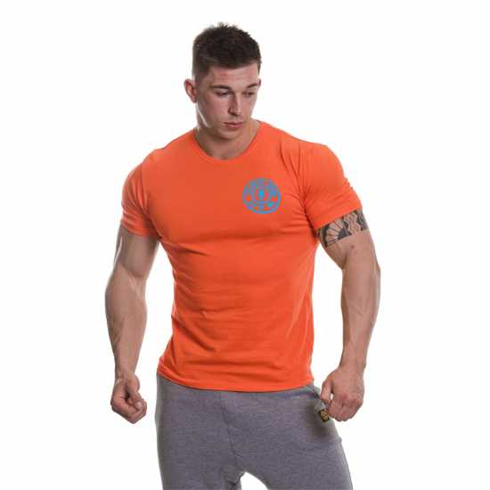 Golds Gym Мъжка Риза Basic Left Chest T-Shirt Mens Orange/Turq Атлетика