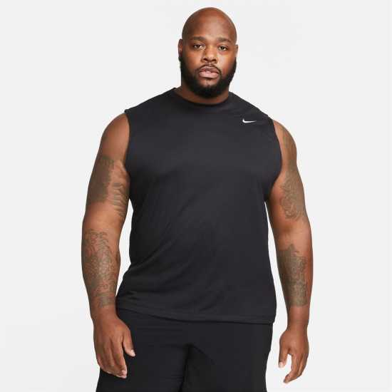 Nike Dri-FIT Legend Men's Sleeveless Fitness T-Shirt Черно/сребро Мъжки тениски с яка