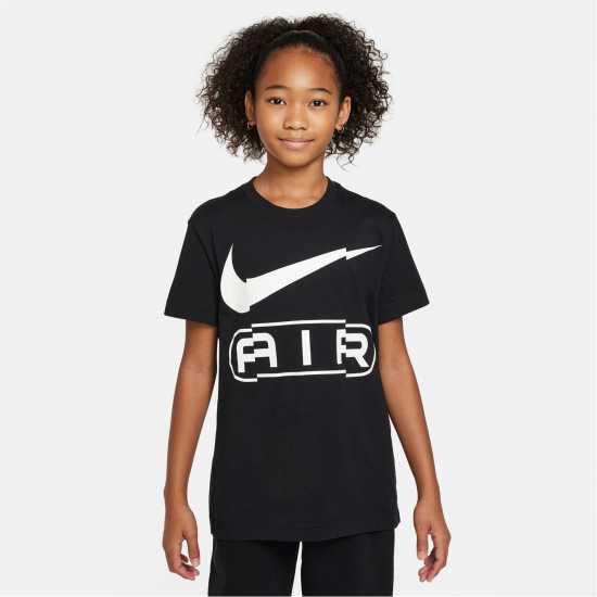 Nike Sportswear Big Kids' (Girls') T-Shirt Черно/Бяло Детски тениски и фланелки