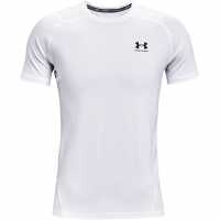 Under Armour Спортно Горнище Три Четвърти Heatgear Armour Fitted Short Sleeve Training Top Mens Бяло/Черно Мъжки тениски с яка