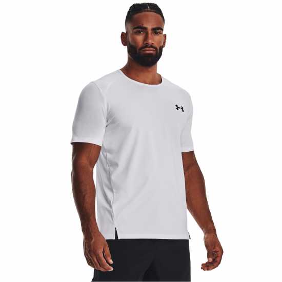 Under Armour Armour Ua Armourprint Ss Gym Top Mens White/Black Мъжки ризи