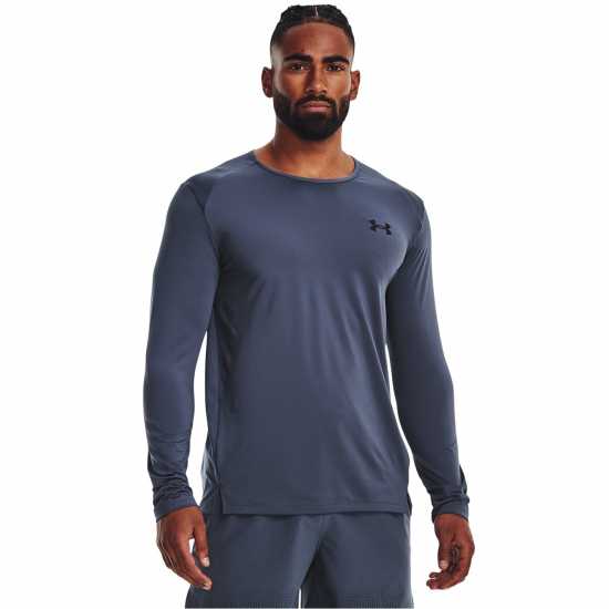 Under Armour Armour Ua Armourprint Ls Gym Top Mens Сиво ливане Мъжки тениски с яка