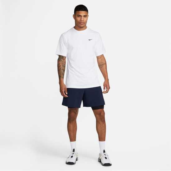 Nike Dri-FIT UV Hyverse Men's Short-Sleeve Fitness Top White Мъжко облекло за едри хора