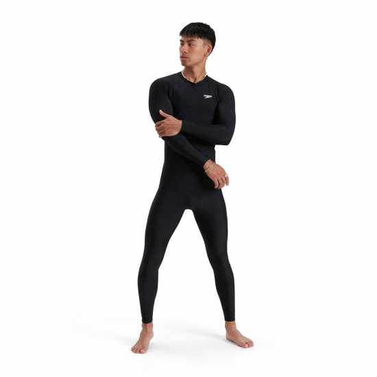 Speedo Men's Long Sleeved Sun Protection Top Черно/Бяло Атлетика