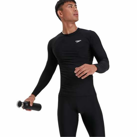 Speedo Men's Long Sleeved Sun Protection Top Черно/Бяло Атлетика