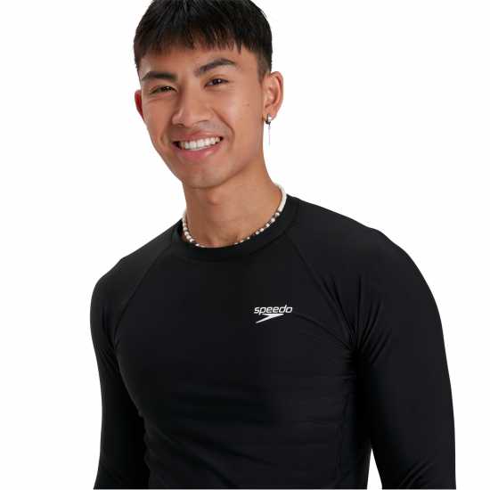 Speedo Men's Long Sleeved Sun Protection Top Черно/Бяло Атлетика