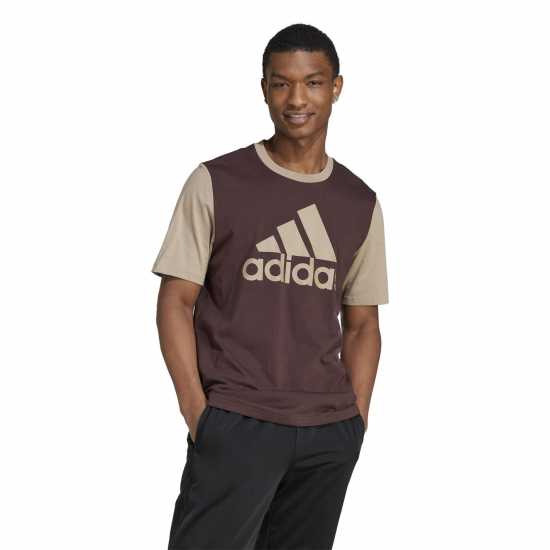 Adidas Essentials Single Jersey Big Logo T-Shirt Кафяво/Карго 