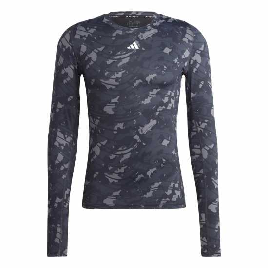 Adidas Techfit Allover Print Training Long-Sleeve Top Men Gym Mens  Мъжко облекло за едри хора