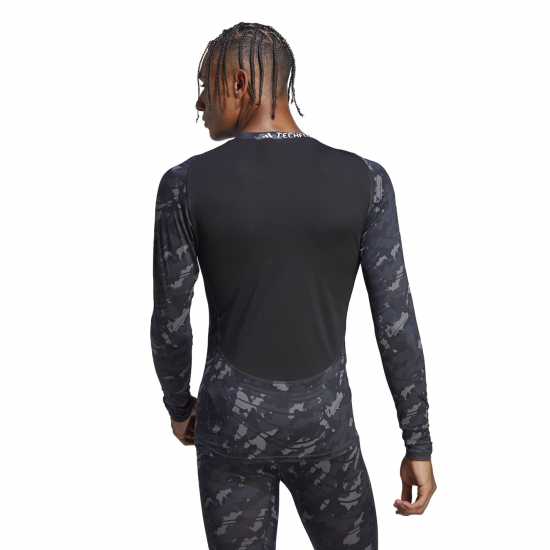 Adidas Techfit Allover Print Training Long-Sleeve Top Men Gym Mens  Мъжко облекло за едри хора