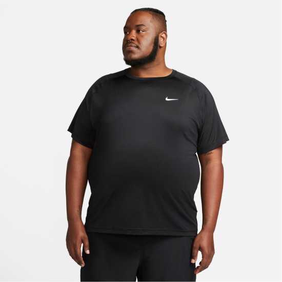 Nike Dri-FIT Ready Men's Short-Sleeve Fitness Top Черно/Бяло Мъжко облекло за едри хора