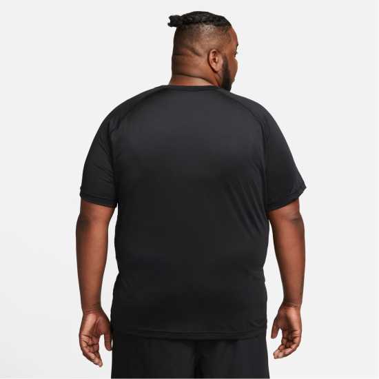 Nike Dri-FIT Ready Men's Short-Sleeve Fitness Top Черно/Бяло Мъжко облекло за едри хора