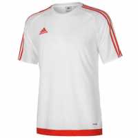 Adidas Мъжка Тениска Classic 3 Stripe Sereno T Shirt Mens White/Red Мъжки тениски с яка