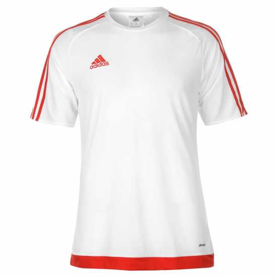 Adidas Мъжка Тениска Classic 3 Stripe Sereno T Shirt Mens White/Red Мъжки тениски с яка