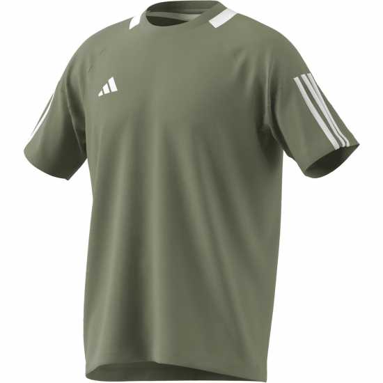 Adidas Мъжка Тениска Classic 3 Stripe Sereno T Shirt Mens Khaki/Black Мъжки тениски с яка