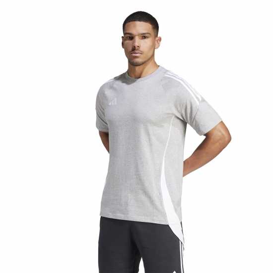 Adidas Мъжка Риза Tiro 24 Sweat T-Shirt Mens Сиво Хезър / Бяло Мъжки ризи