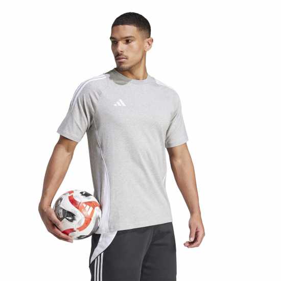 Adidas Мъжка Риза Tiro 24 Sweat T-Shirt Mens Сиво Хезър / Бяло Мъжки ризи