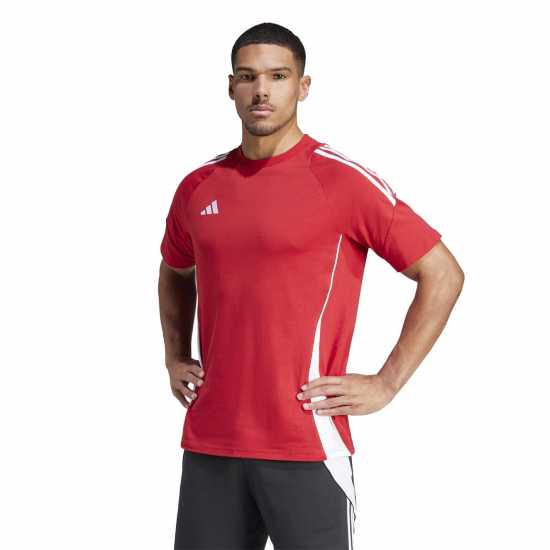 Adidas Мъжка Риза Tiro 24 Sweat T-Shirt Mens мощно червено 2/бяло Мъжки ризи