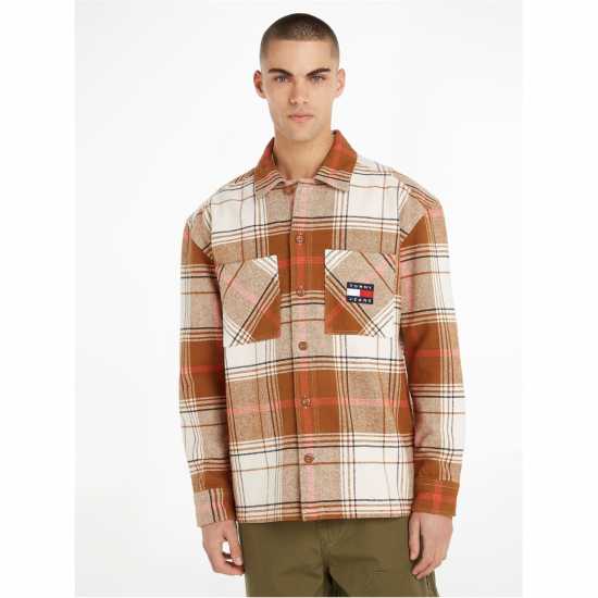 Tommy Jeans Tjm Brushed Check Overshirt Пустинно GWJ 