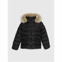 Tommy Hilfiger Детско Яке Essential Down Faux Fur Hood Jacket Junior Черно BDS 