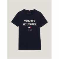 Tommy Hilfiger Oversized Logo T-Shirt Juniors Пустинно небе 