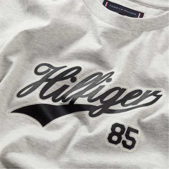 Tommy Hilfiger Script Logo T-Shirt Juniors Светло сиво 