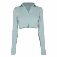 Reebok Блуза С Яка Classics Long Sleeve Polo Shirt Top Womens Сийгри Дамски тениски с яка