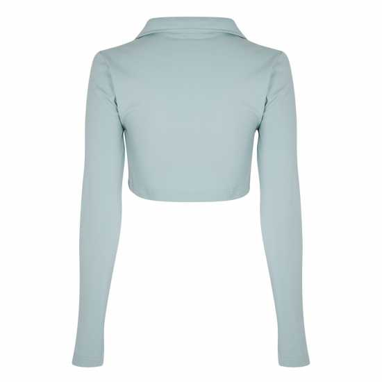 Reebok Блуза С Яка Classics Long Sleeve Polo Shirt Top Womens Сийгри Дамски тениски с яка