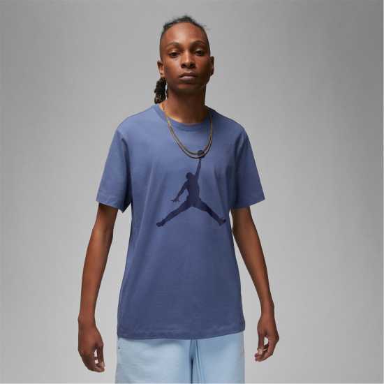 Nike Мъжка Тениска Air Jordan Big Logo T Shirt Mens Разбледено синьо Мъжки тениски с яка