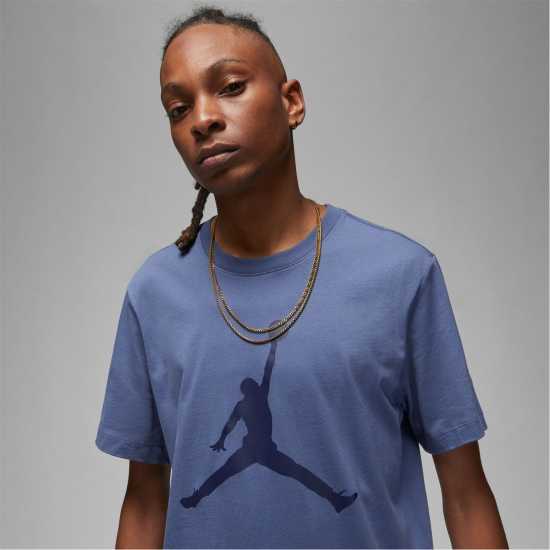 Nike Мъжка Тениска Air Jordan Big Logo T Shirt Mens Разбледено синьо Мъжки тениски с яка