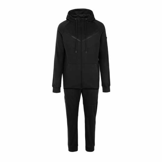 Fabric Zip Tracksuit Black - Мъжки спортни екипи в две части