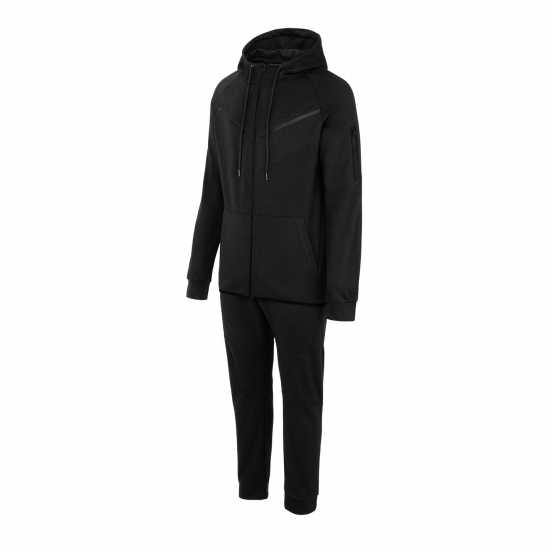 Fabric Zip Tracksuit Black - Мъжки спортни екипи в две части