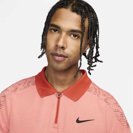 Nike Slam Men's Dri-FIT ADV Tennis Polo Розово/Ръстово/Бяло Мъжко облекло за едри хора