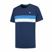 K Swiss Мъжка Риза Core Team Striped Crewneck T-Shirt Mens Морска синьо Мъжки тениски с яка