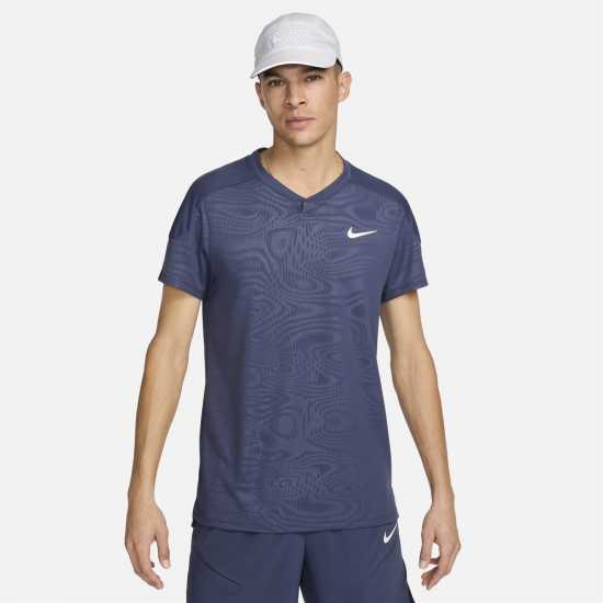 Nike Slam Men's Dri-FIT Tennis Top TH син/бял Мъжки тениски с яка