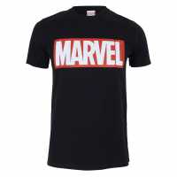 Marvel Comics Comic Strip Logo T-Shirt Черно Мъжки тениски с яка