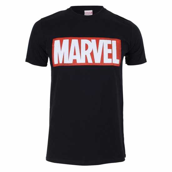 Marvel Comics Comic Strip Logo T-Shirt Черно Мъжки тениски с яка