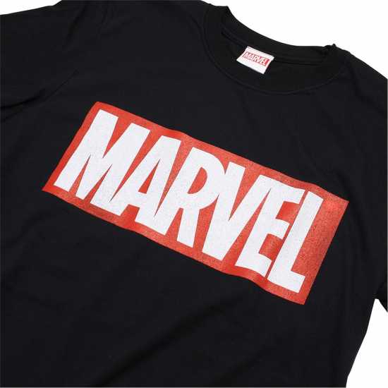 Marvel Comics Comic Strip Logo T-Shirt Черно Мъжки тениски с яка