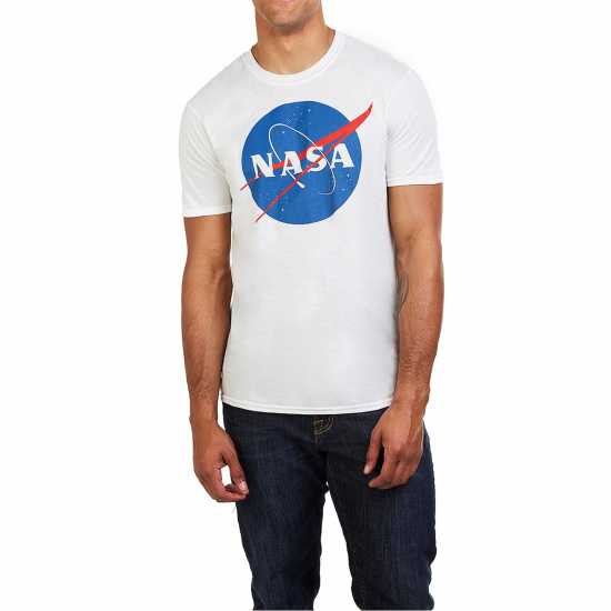 Nasa Circle Logo T-Shirt Бяло Мъжко облекло за едри хора