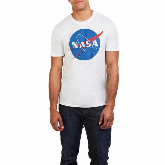 Nasa Circle Logo T-Shirt Бяло Мъжко облекло за едри хора